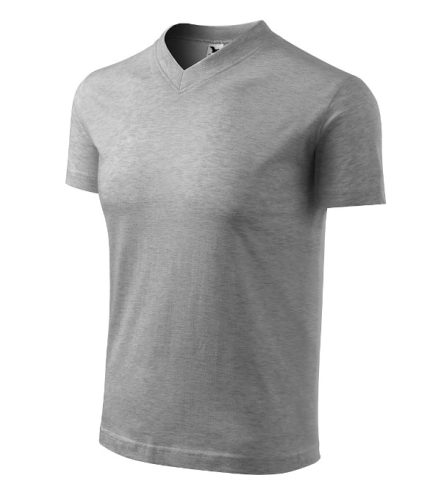 Malfini V-neck - V nyakú unisex póló - Sötétszürke melírozott - M