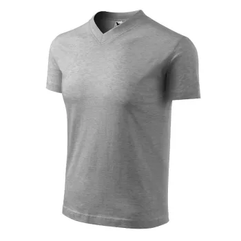   Malfini V-neck - V nyakú unisex póló - Sötétszürke melírozott - 3XL