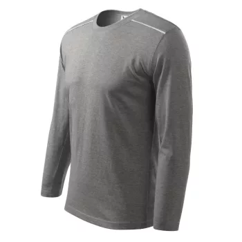   Malfini Long Sleeve - kerek nyakú, hosszú ujjú unisex póló - Sötétszürke melírozott - M