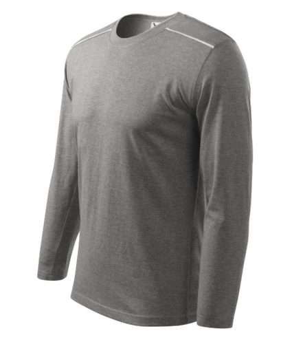 Malfini Long Sleeve - kerek nyakú, hosszú ujjú unisex póló - Sötétszürke melírozott - L