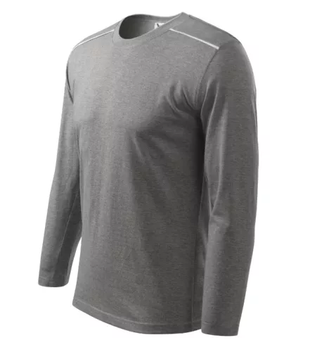 Malfini Long Sleeve - kerek nyakú, hosszú ujjú unisex póló - Sötétszürke melírozott - 2XL