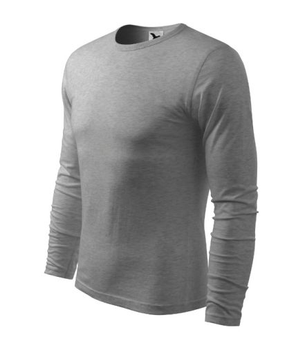 Malfini Fit-T LS - kerek nyakú, hosszú ujjú férfi póló - Sötétszürke melírozott - S