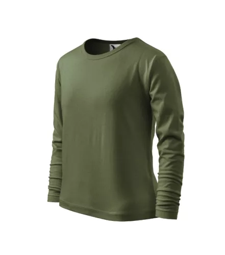 Malfini Fit-T LS - kerek nyakú, hosszú ujjú gyerek póló - Khaki - 134 cm/8 éves