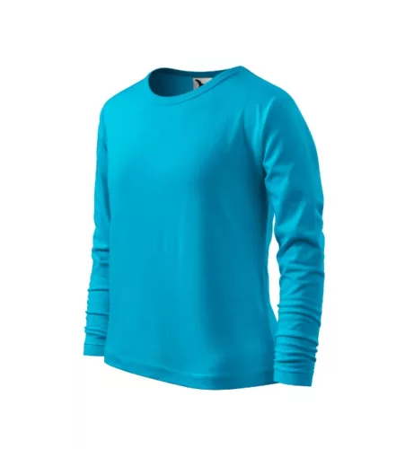 Malfini Fit-T LS - kerek nyakú, hosszú ujjú gyerek póló - Türkiz - 110 cm/4 éves