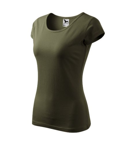 Malfini Pure - kerek nyakú női póló - Military - XS