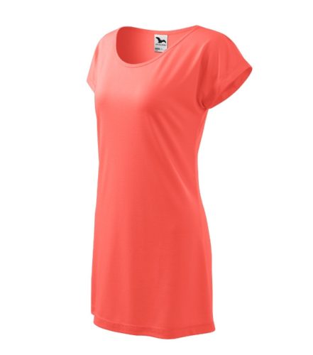 Malfini Love - csónak nyakú, laza szabású női póló/ruha - Coral - XS