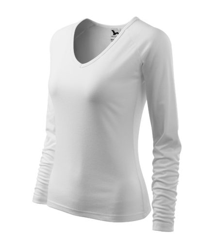 Malfini Elegance - V nyakú, hosszú ujjú női póló - Fehér - 2XL