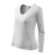 Malfini Elegance - V nyakú, hosszú ujjú női póló - Fehér - 2XL