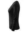 Malfini Elegance - V nyakú, hosszú ujjú női póló - Fekete - 2XL