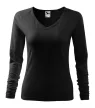 Malfini Elegance - V nyakú, hosszú ujjú női póló - Fekete - 3XL