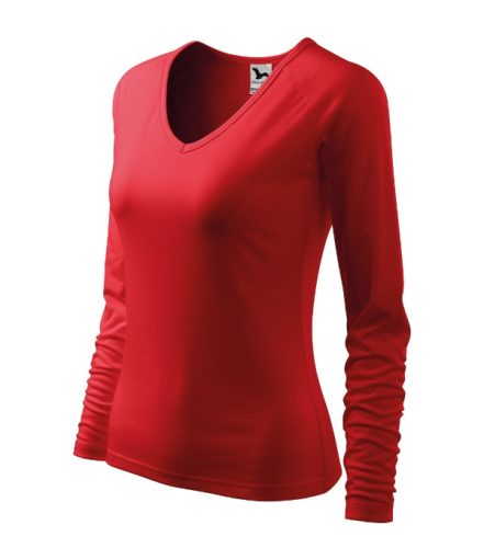 Malfini Elegance - V nyakú, hosszú ujjú női póló - Piros - 2XL