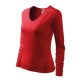 Malfini Elegance - V nyakú, hosszú ujjú női póló - Piros - 2XL