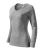 Malfini Elegance - V nyakú, hosszú ujjú női póló - Sötétszürke melírozott - XS