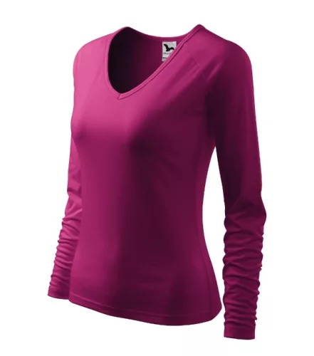 Malfini Elegance - V nyakú, hosszú ujjú női póló - Rododendron - 2XL