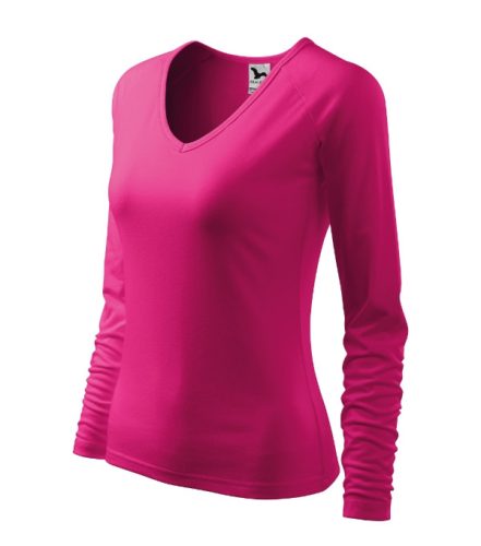 Malfini Elegance - V nyakú, hosszú ujjú női póló - Málna - XL