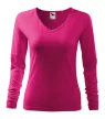 Malfini Elegance - V nyakú, hosszú ujjú női póló - Málna - 2XL