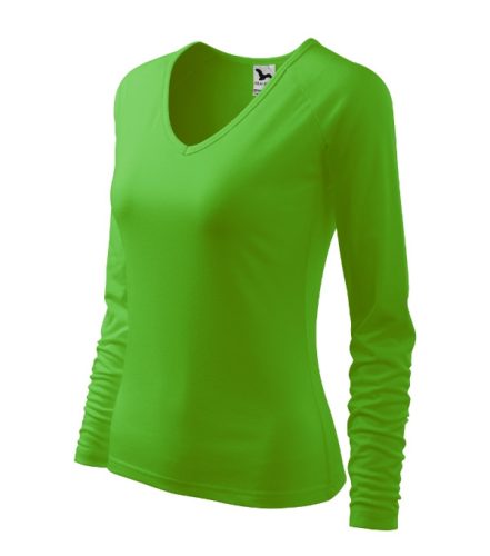 Malfini Elegance - V nyakú, hosszú ujjú női póló - Almazöld - 2XL
