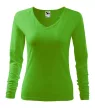 Malfini Elegance - V nyakú, hosszú ujjú női póló - Almazöld - 2XL