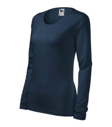 Malfini Slim - Kerek nyakú, hosszú ujjú női póló - Tengerészkék - 2XL