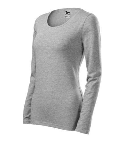 Malfini Slim - Kerek nyakú, hosszú ujjú női póló - Sötétszürke melírozott - 2XL