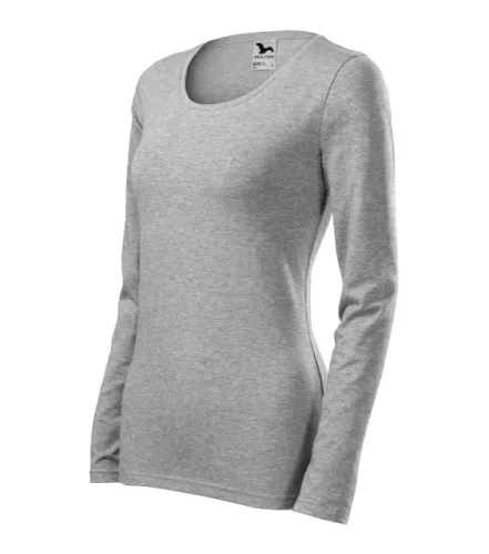 Malfini Slim - Kerek nyakú, hosszú ujjú női póló - Sötétszürke melírozott - 2XL