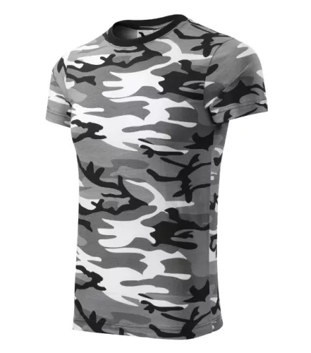 Malfini Camouflage - Kerek nyakú, terepmintás unisex póló - Szürke terepszín - XS