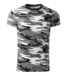 Malfini Camouflage - Kerek nyakú, terepmintás unisex póló - Szürke terepszín - S