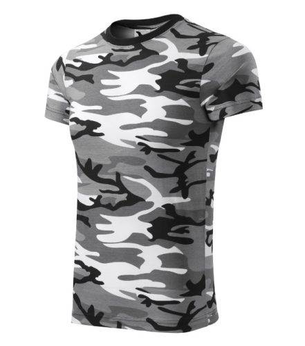 Malfini Camouflage - Kerek nyakú, terepmintás unisex póló - Szürke terepszín - M