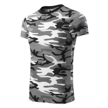   Malfini Camouflage - Kerek nyakú, terepmintás unisex póló - Szürke terepszín - L