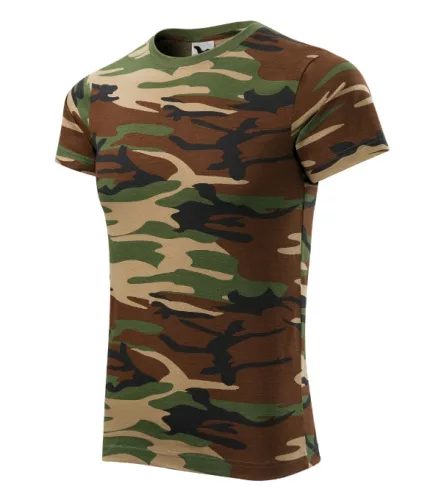 Malfini Camouflage - Kerek nyakú, terepmintás unisex póló - Barna terepszín - S