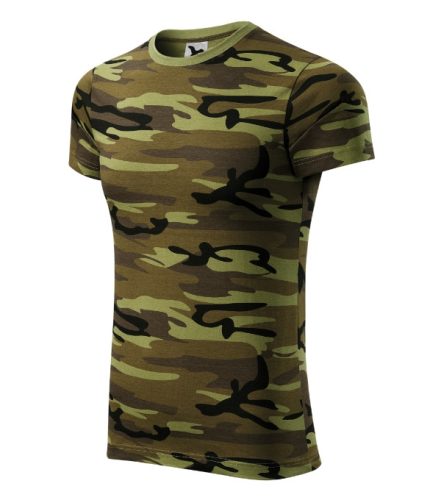Malfini Camouflage - Kerek nyakú, terepmintás unisex póló - Zöld terepszín - XS