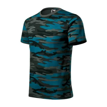   Malfini Camouflage - Kerek nyakú, terepmintás unisex póló - Petrol terepszín - 2XL