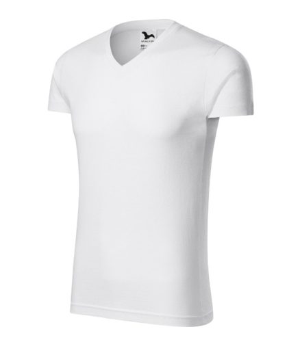 Malfini Slim Fit V-neck - V nyakú, testhezálló szabású férfi póló - Fehér - S