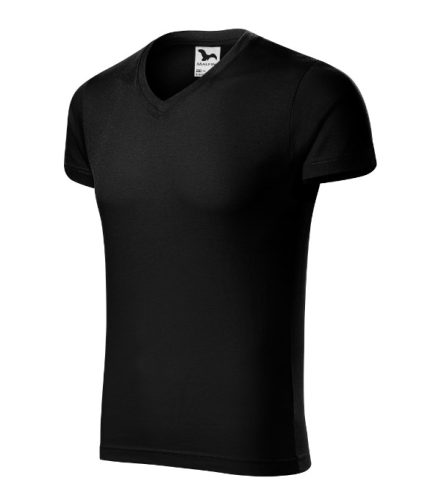 Malfini Slim Fit V-neck - V nyakú, testhezálló szabású férfi póló - Fekete - S