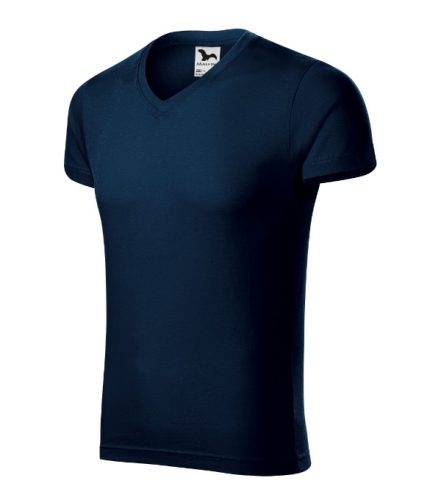 Malfini Slim Fit V-neck - V nyakú, testhezálló szabású férfi póló - Tengerészkék - 3XL