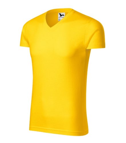 Malfini Slim Fit V-neck - V nyakú, testhezálló szabású férfi póló - Sárga - S