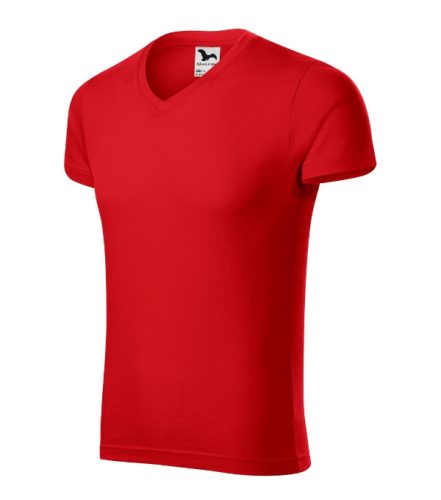 Malfini Slim Fit V-neck - V nyakú, testhezálló szabású férfi póló - Piros - S