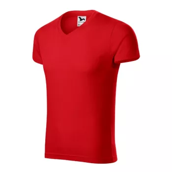   Malfini Slim Fit V-neck - V nyakú, testhezálló szabású férfi póló - Piros - L