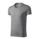 Malfini Slim Fit V-neck - V nyakú, testhezálló szabású férfi póló - Sötétszürke melírozott - S