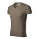 Malfini Slim Fit V-neck - V nyakú, testhezálló szabású férfi póló - Army - 2XL