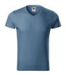 Malfini Slim Fit V-neck - V nyakú, testhezálló szabású férfi póló - Farmerkék - S