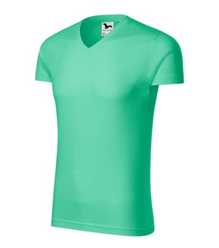 Malfini Slim Fit V-neck - V nyakú, testhezálló szabású férfi póló - Menta - L