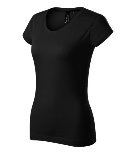 Malfini Premium Exclusive - Mélyebb, kerek nyakkivágású, testhezálló szabású női póló - Fekete - 2XL