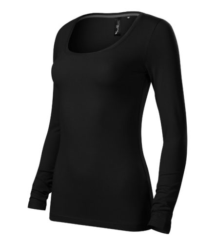 Malfini Premium Brave - Mélyebb, kerek nyakkivágású, hosszú ujjú női póló - Fekete - 2XL