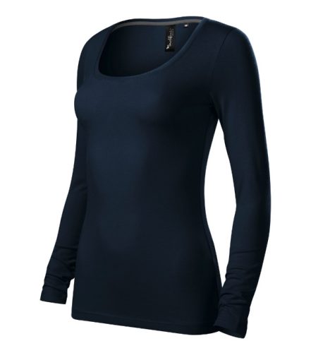 Malfini Premium Brave - Mélyebb, kerek nyakkivágású, hosszú ujjú női póló - Tengerészkék - 2XL
