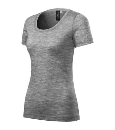 Malfini Premium Merino Rise - Keskeny nyakkivágású női póló - Sötétszürke melírozott - XS