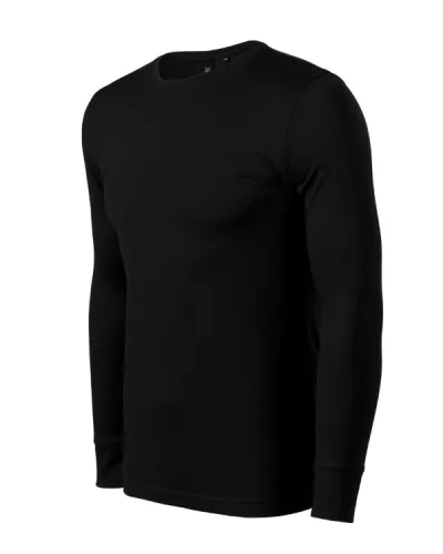 Malfini Premium Merino Rise LS - Keskeny nyakkivágású, hosszú ujjú férfi póló - Fekete - L