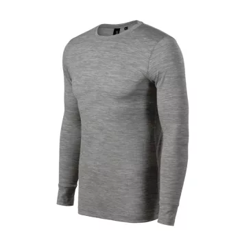   Malfini Premium Merino Rise LS - Keskeny nyakkivágású, hosszú ujjú férfi póló - Sötétszürke melírozott - L