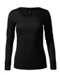 Malfini Premium Merino Rise LS - Keskeny nyakkivágású, hosszú ujjú női póló - Fekete - S