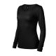 Malfini Premium Merino Rise LS - Keskeny nyakkivágású, hosszú ujjú női póló - Fekete - M